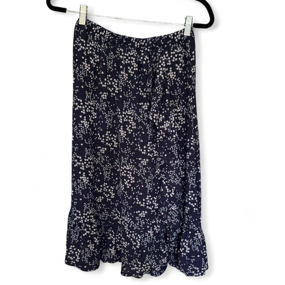 Michael Kors georgette midi skirt floral navy SZ XS - Picture 1 of 6